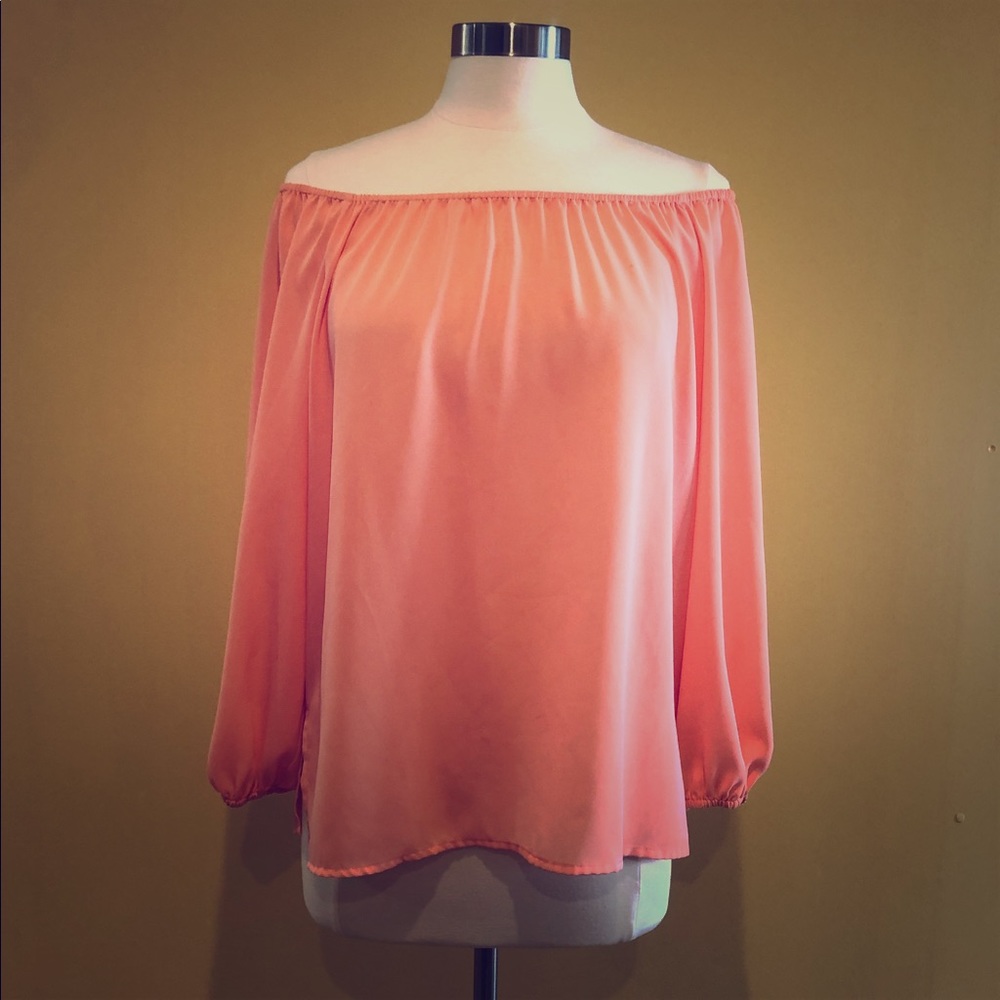 Pink flowy off the shoulder top